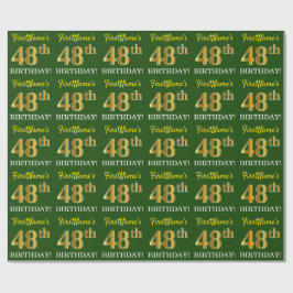 Papel De Presente Verde, Imitação Dourada, "48 ANOS"