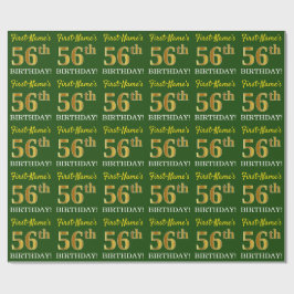 Papel De Presente Verde, Imitação Dourada "56º ANIVERSÁRIO"
