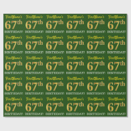Papel De Presente Verde, Imitação Dourada, "67º ANIVERSÁRIO"