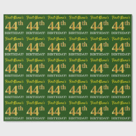 Papel De Presente Verde, Imitação Dourada Olha "44 de ANIVERSÁRIO"