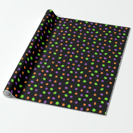 Papel De Presente Verde limão preto roxo Bolinhas laranja