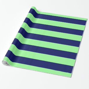 Papel De Presente Verde Menta, Azul Marinho XL Listras Padrão V