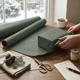 Papel de Presente Verde Oliva Sólido de Natal