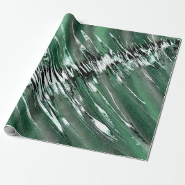 Papel De Presente Verde Prateado para Abstrato Preto