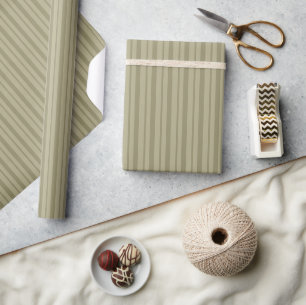 Papel De Presente Verde Salvia Listrado Simples Pinstripe Moderno Co