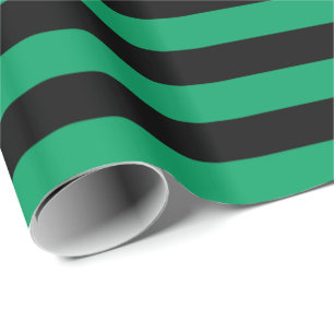 Papel De Presente Verde Trevo e Listra Preta