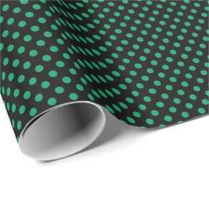 Papel De Presente Verde Trevo em Bolinhas Pretas