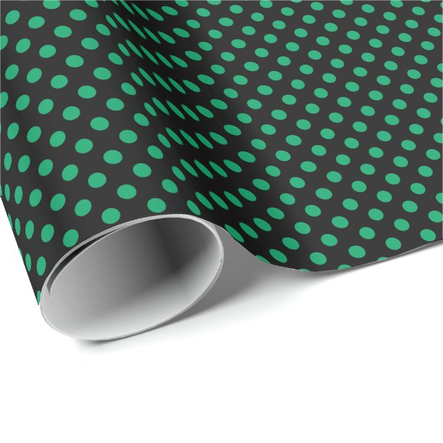 Papel De Presente Verde Trevo em Bolinhas Pretas (Ponta do rolo)