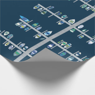 Papel De Presente Verdes das docas do barco no marinho