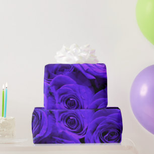 Papel De Presente Veri peri roseiras roxas azul anil