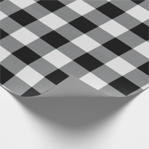 Papel De Presente Verificação branca preta rústica do búfalo