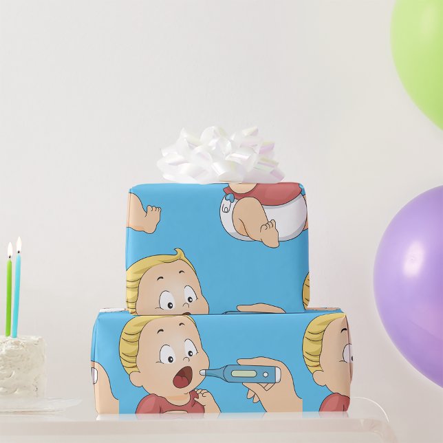 Papel De Presente Verificação da temperatura do bebê Saúde pediátric (Criador carregado)