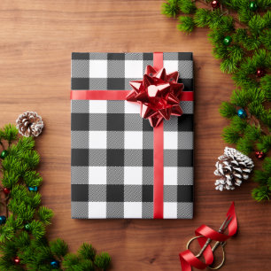 Papel De Presente Verificação de Buffalo Preto e Branco