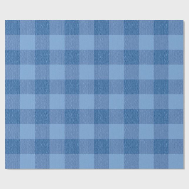 Papel De Presente Verificação de Gingham Azul (Aberto)