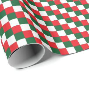 Papel De Presente Verificações de tricores esfestivas vermelho, bran
