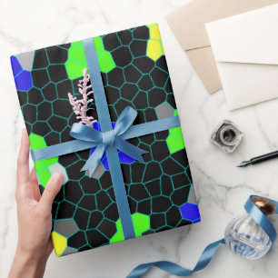 Papel De Presente Verificações De Vidro Colorido Opalescente,
