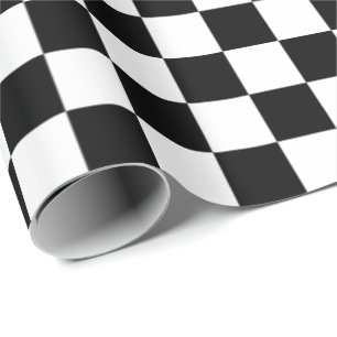 Papel De Presente Verificado em preto e branco