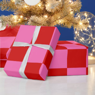 Papel De Presente Verificador de Quadrados Verificar Cores Vermelhas