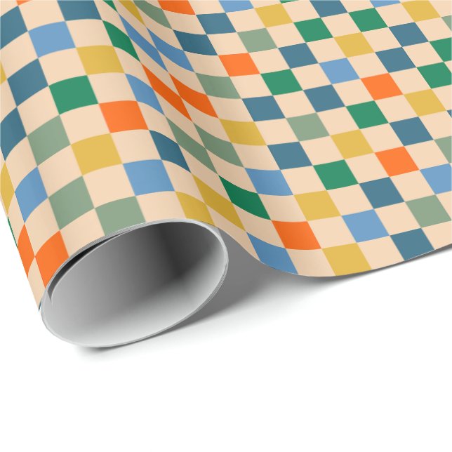 Papel De Presente Verificar Padrão multicolorido verificado (Ponta do rolo)