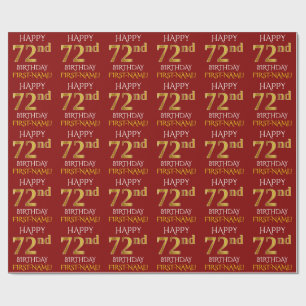 Papel De Presente Vermelho, ANIVERSÁRIO FELIZ Dourado do falso "72n