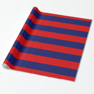 Papel De Presente Vermelho, Azul Marinho XL Listras Padrão