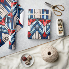 Papel De Presente Vermelho Branco Azul Patriótico Vidro Pintado 4 de