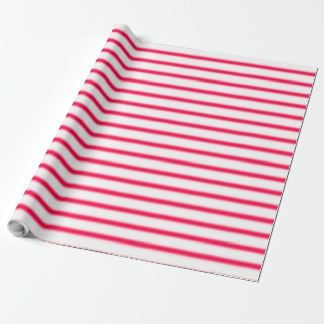 Papel De Presente Vermelho Branco Listrado Clássico Natal Nostálgico (Desenrolado)