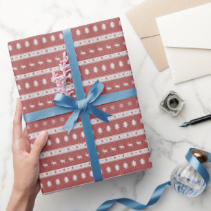 Papel De Presente Vermelho Cinza Feio de Natal