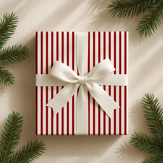Papel De Presente Vermelho clássico de Natal/Esbranquiçado listrado (Criador carregado)