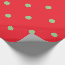 Papel De Presente Vermelho com Bolinhas Verde Padrão de Natal Modern