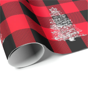 Papel De Presente Vermelho da árvore de Natal do feriado do Natal d