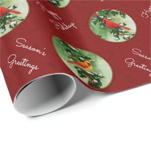 Papel De Presente Vermelho de Cardinais Masculinos e Femininos