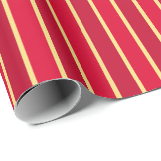 Papel De Presente Vermelho de dois tons e Douradas tiras