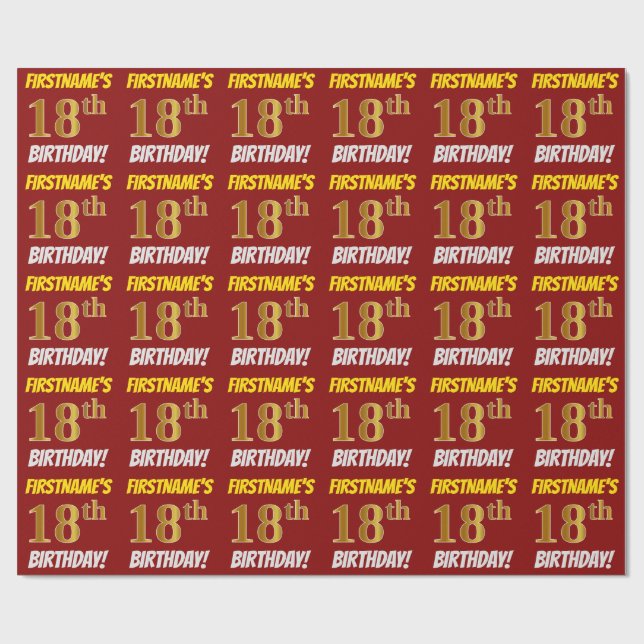 Papel De Presente Vermelho, Dourado Falso/Imitação, "ANIVERSÁRIO DE  (Aberto)