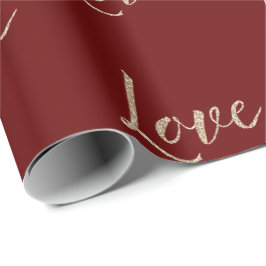 Papel De Presente Vermelho Dourado Luxe Glitter Love