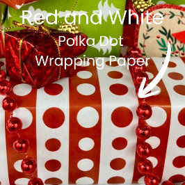 Papel De Presente Vermelho e Branco de Bolinhas de Natal