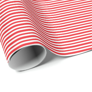 Papel De Presente Vermelho e Branco Moderno Clássico, Fino, com Stri