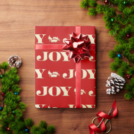 Papel De Presente Vermelho e Dourada Joy Holly Christmas Wrappaper
