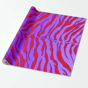 Papel De Presente Vermelho E Roxo Tigre Impressão Animal