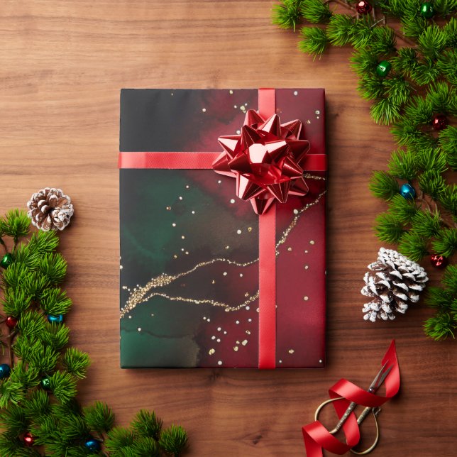 Papel De Presente Vermelho e Verde (Presente de Natal)