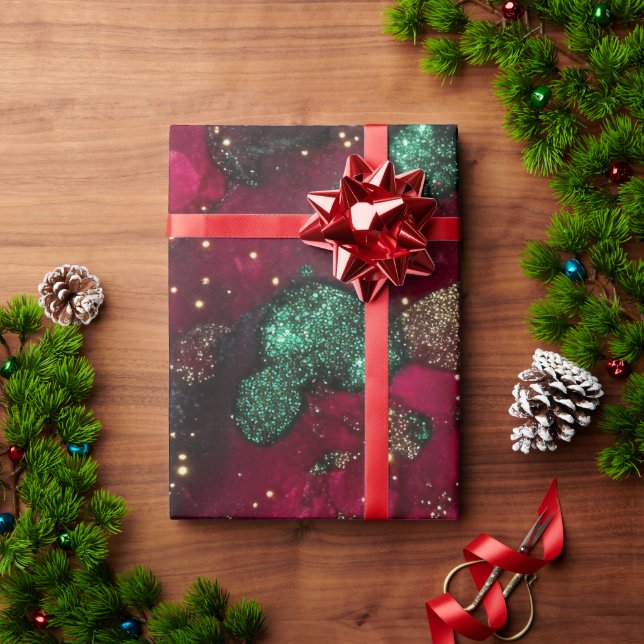 Papel De Presente Vermelho e Verde (Presente de Natal)