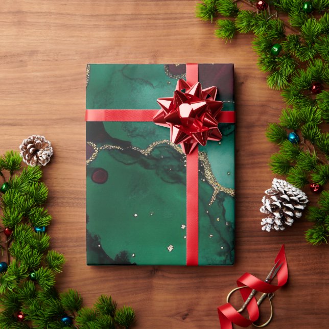 Papel De Presente Vermelho e Verde (Presente de Natal)