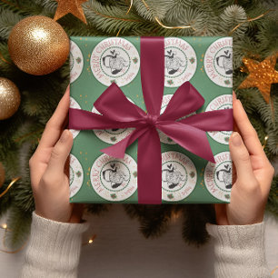 Papel De Presente Vermelho e Verde de Papai Noel Personalizado Natal