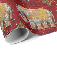 Vermelho Embellished e ouro do elefante indiano