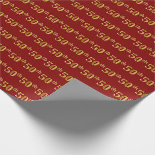 Papel De Presente Vermelho, evento do ouro 50th do falso (Fiftieth)
