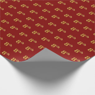 Papel De Presente Vermelho, evento do ouro do falso 8o (oitavo)