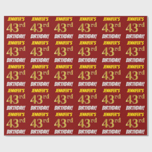 Papel De Presente Vermelho, falso/ouro de imitação, "43rd