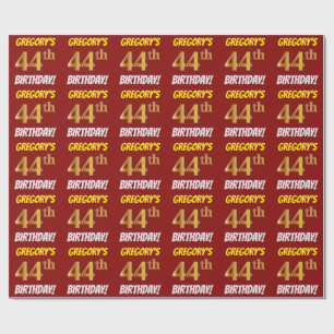 Papel De Presente Vermelho, falso/ouro de imitação, "44o ANIVERSÁ