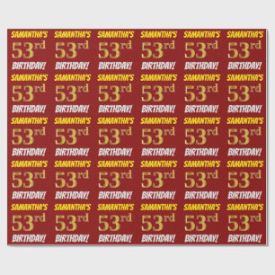 Papel De Presente Vermelho, falso/ouro de imitação, "53rd