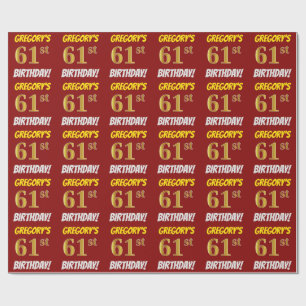 Papel De Presente Vermelho, falso/ouro de imitação, "61st